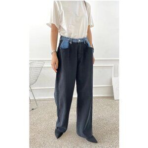 Women's Straight Leg Jeans - Black and Blue